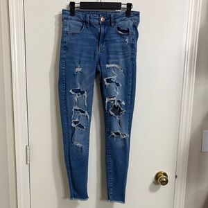 American Eagle Outfitters Ripped Blue Skinny Jeans